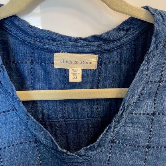 Cloth & Stone Anthropologie Chambray Denim Grid Dress, XS - Picture 5 of 7